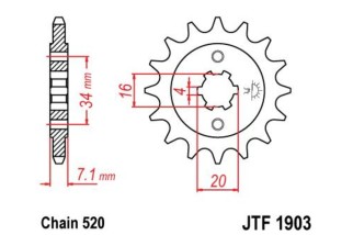 Pignon JT SPROCKETS acier standard 1903 - 520