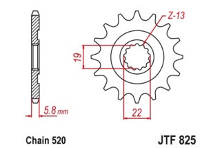Pignon JT SPROCKETS acier anti-boue 825 - 520