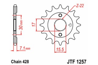 Pignon JT SPROCKETS acier standard 1257 - 428