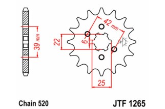 Pignon JT SPROCKETS acier standard 1265 - 520