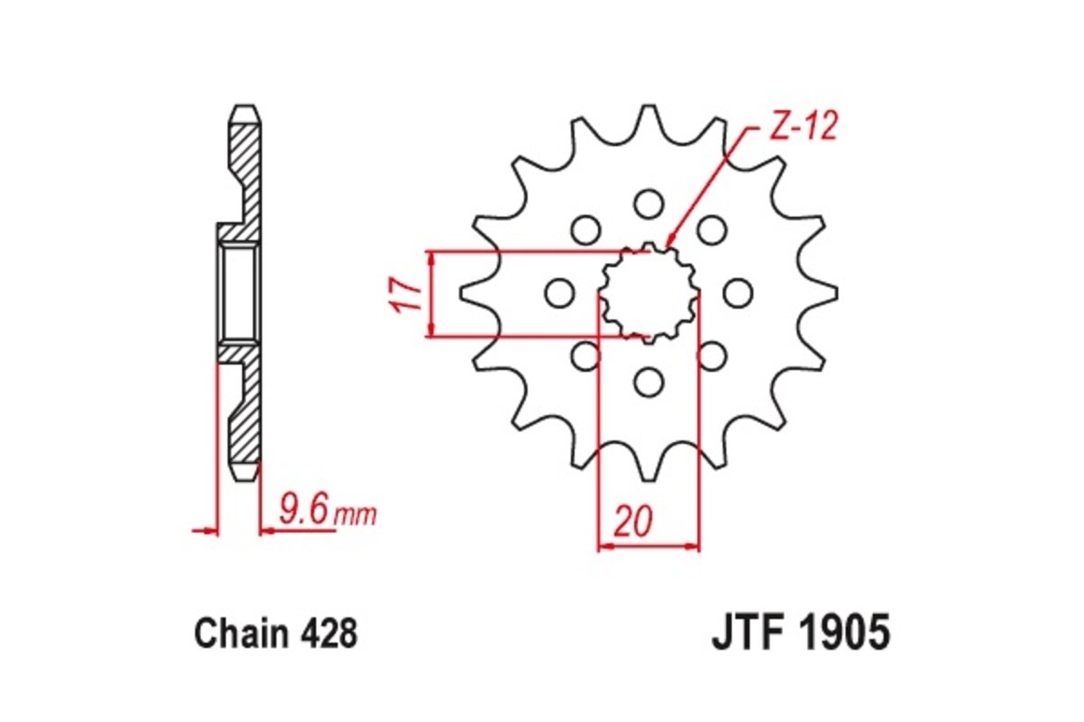 Pignon JT SPROCKETS acier standard 1905 - 428