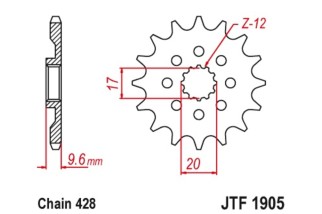 Pignon JT SPROCKETS acier standard 1905 - 428