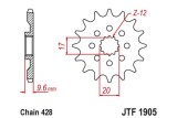 Pignon JT SPROCKETS acier standard 1905 - 428