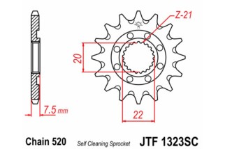 Pignon JT SPROCKETS acier anti-boue 1323 - 520