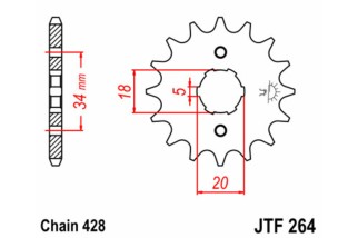 Pignon JT SPROCKETS acier standard 264 - 428