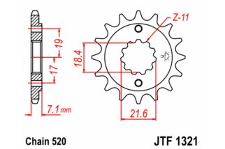 Pignon JT SPROCKETS acier standard 1321 - 520