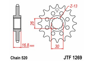 Pignon JT SPROCKETS acier standard 1269 - 520