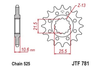 Pignon JT SPROCKETS acier standard 781 - 525