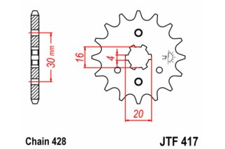 Pignon JT SPROCKETS acier standard 417 - 428