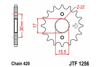 Pignon JT SPROCKETS acier standard 1256 - 420