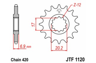 Pignon JT SPROCKETS acier standard 1120 - 420
