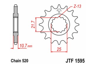 Pignon JT SPROCKETS acier standard 1595 - 520