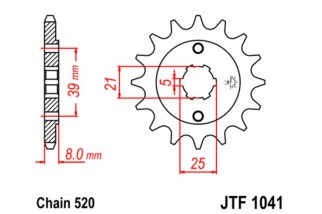 Pignon JT SPROCKETS acier standard 1041 - 520