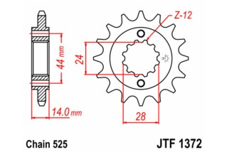 Pignon JT SPROCKETS acier standard 1372 - 525
