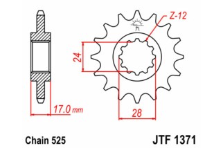 Pignon JT SPROCKETS acier standard 1371 - 525