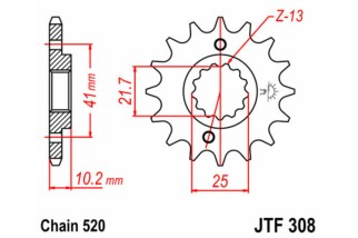 Pignon JT SPROCKETS acier standard 308 - 520
