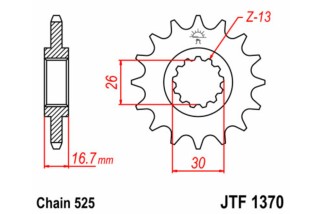 Pignon JT SPROCKETS acier standard 1370 - 525