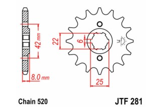 Pignon JT SPROCKETS acier standard 281 - 520