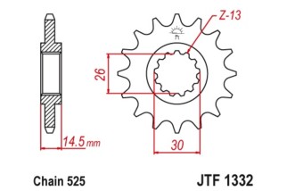 Pignon JT SPROCKETS acier standard 1332 - 525