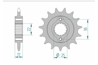 Pignon AFAM acier standard 52612 - 520
