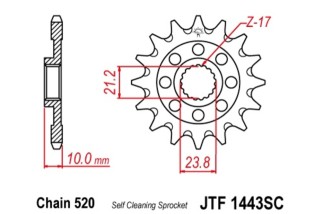 Pignon JT SPROCKETS acier anti-boue 1443 - 520