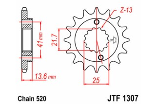 Pignon JT SPROCKETS acier standard 1307 - 520