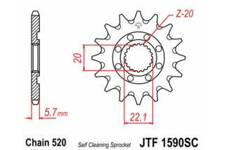 Pignon JT SPROCKETS acier anti-boue 1590 - 520
