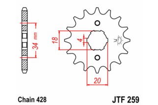 Pignon JT SPROCKETS acier standard 259 - 428