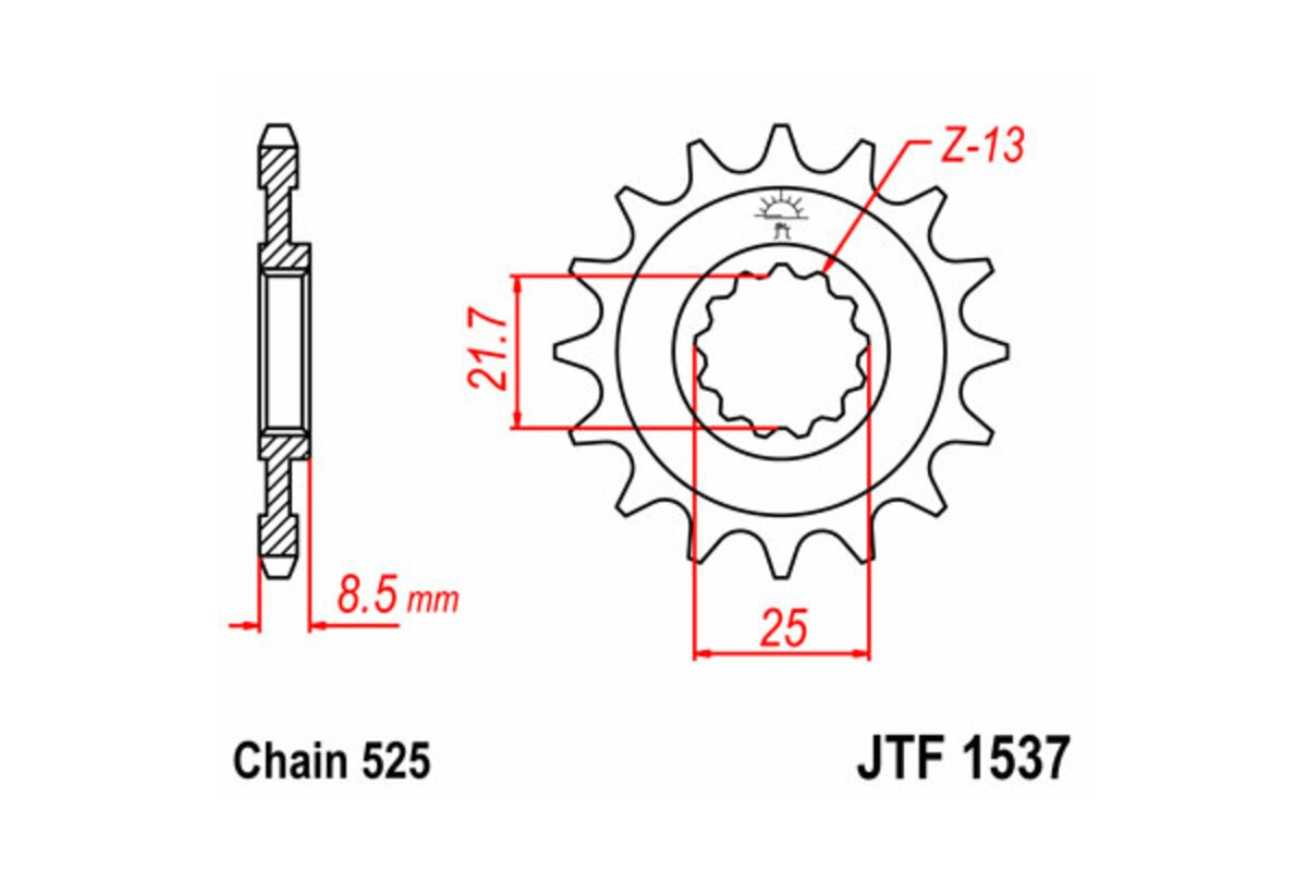 Pignon JT SPROCKETS acier standard 1537 - 525