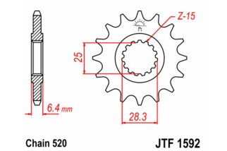 Pignon JT SPROCKETS acier standard 1592 - 520