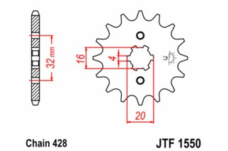 Pignon JT SPROCKETS acier standard 1550 - 428