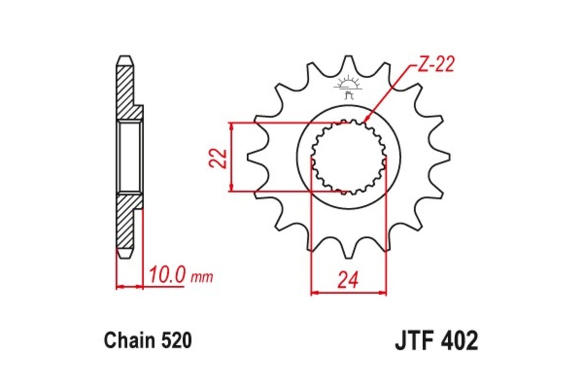 Pignon JT SPROCKETS 16 dents acier standard pas 520 type 402
