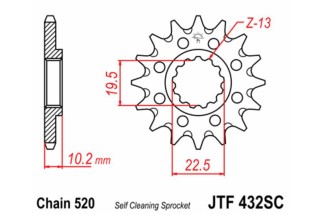 Pignon JT SPROCKETS acier anti-boue 432 - 520
