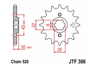 Pignon JT SPROCKETS acier standard 306 - 520