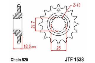 Pignon JT SPROCKETS acier standard 1538 - 520