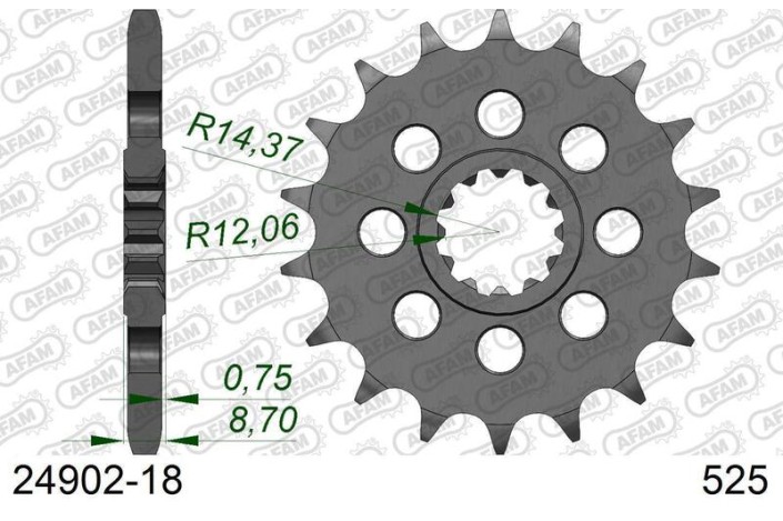Pignon AFAM acier standard 24902 - 525