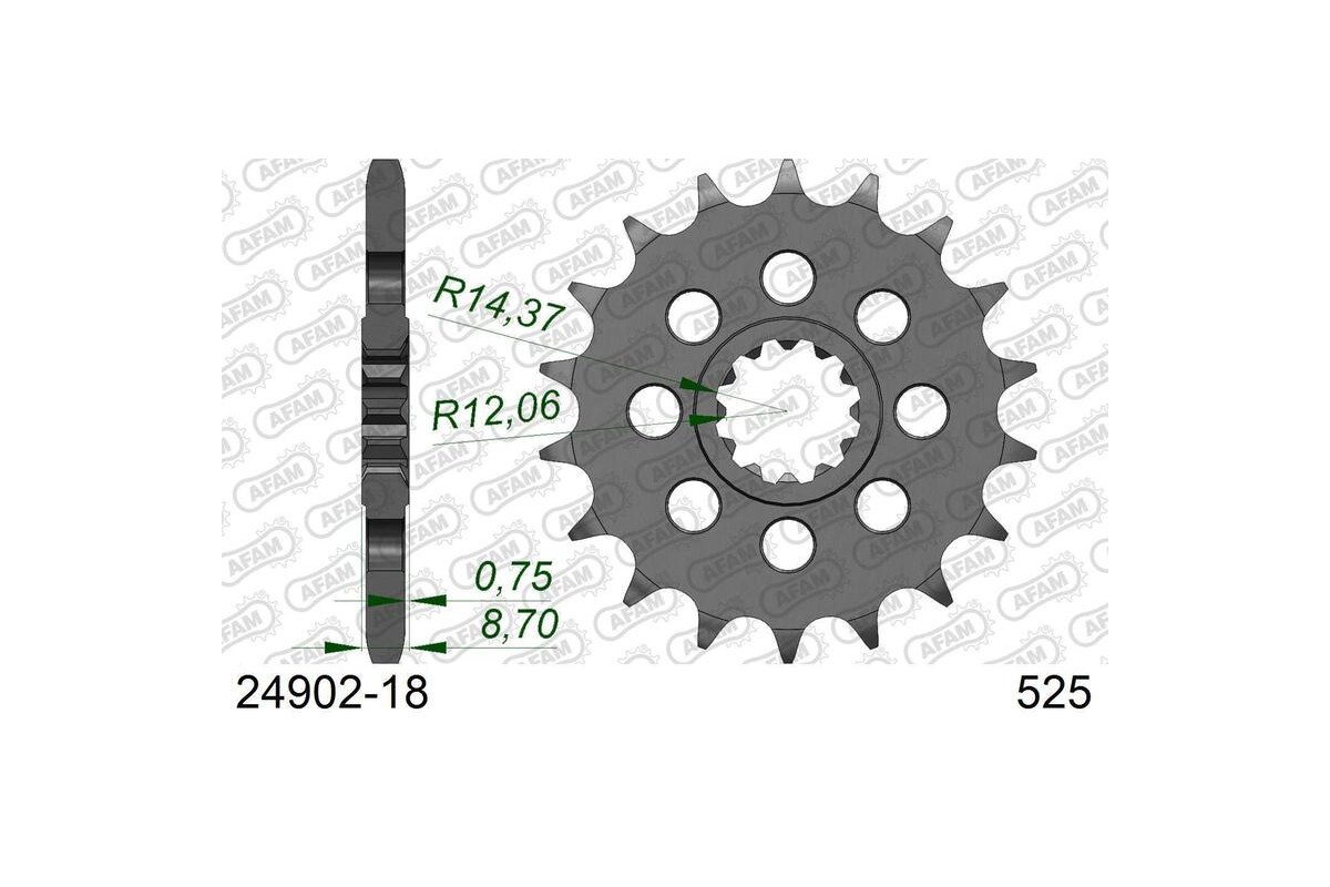 Pignon AFAM acier standard 24902 - 525