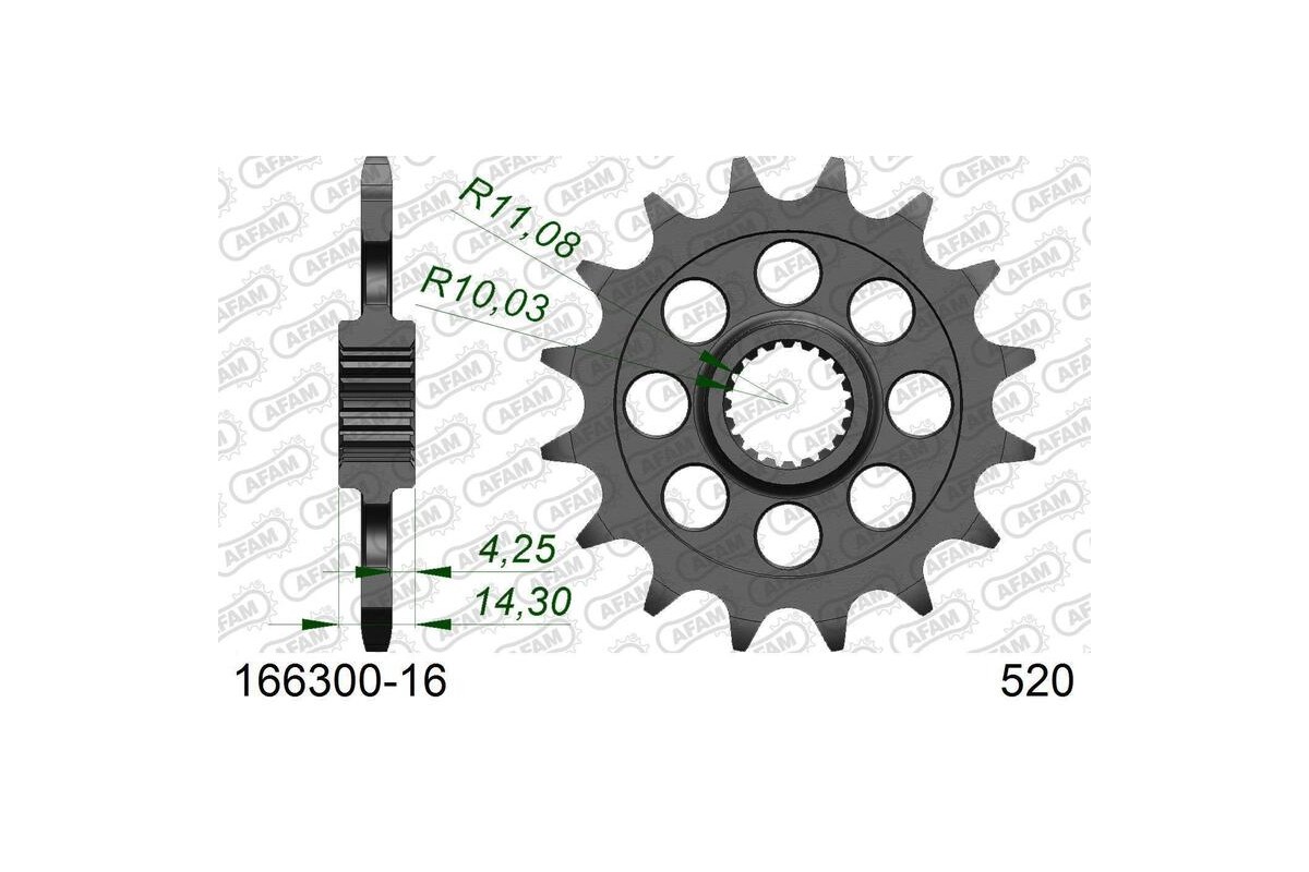 Pignon AFAM acier standard 166300 - 520