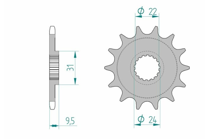 Pignon AFAM acier anti-boue 22406 - 520