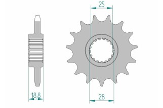 Pignon AFAM acier standard 61801 - 525