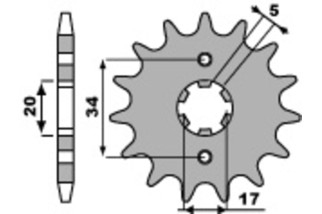 Pignon PBR acier standard 2060 - 520