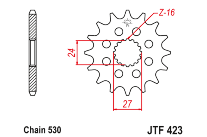 Pignon JT SPROCKETS acier anti-bruit 423 - 530