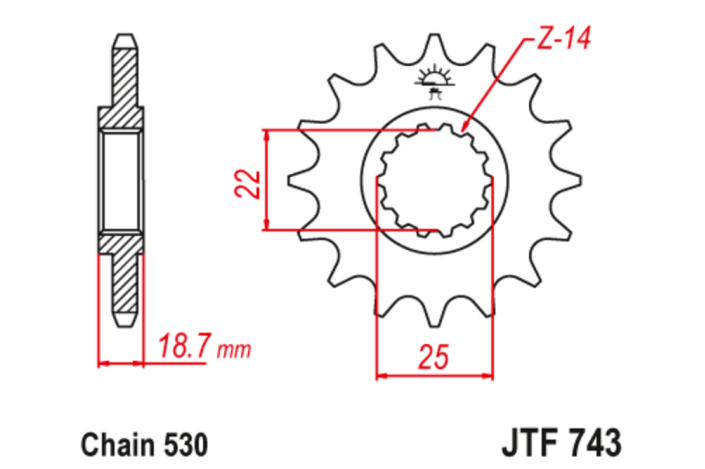 Pignon JT SPROCKETS acier anti-bruit 743 - 530