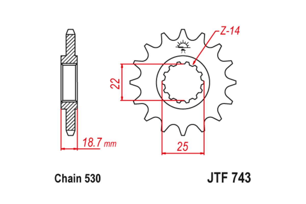 Pignon JT SPROCKETS acier anti-bruit 743 - 530