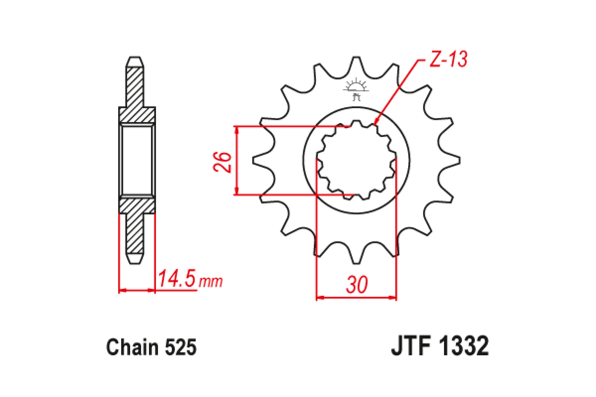 Pignon JT SPROCKETS acier anti-bruit 1332 - 525