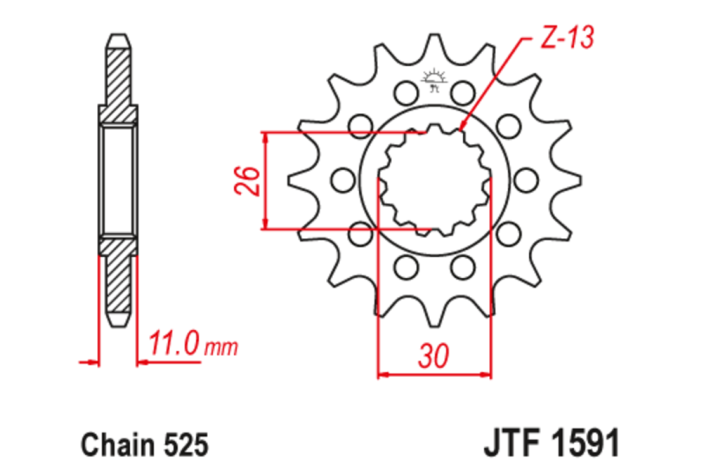 Pignon JT SPROCKETS acier anti-bruit 1591 - 525