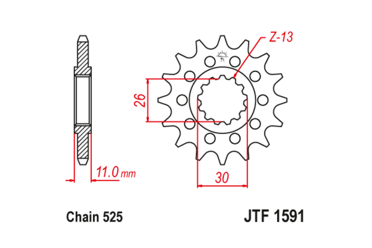 Pignon JT SPROCKETS acier anti-bruit 1591 - 525