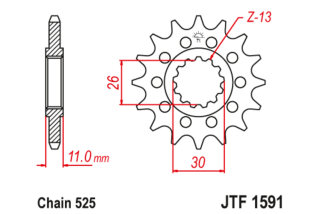 Pignon JT SPROCKETS acier anti-bruit 1591 - 525
