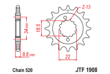 Pignon JT SPROCKETS acier anti-bruit 1908 - 520