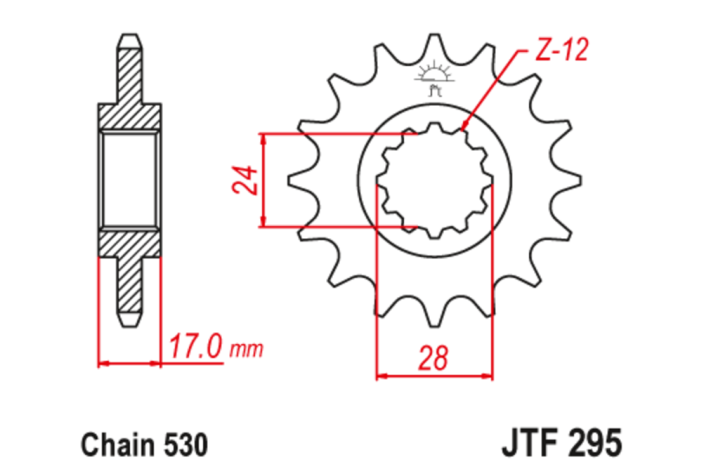 Pignon JT SPROCKETS acier anti-bruit 295 - 525